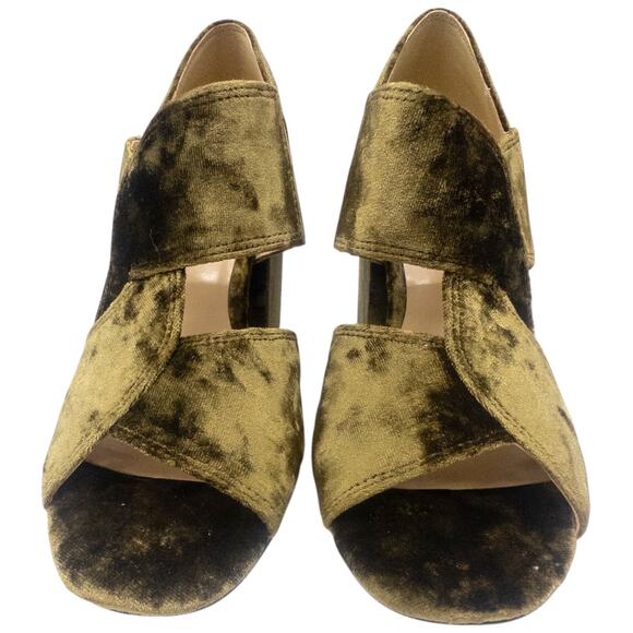 Cabi 6016 Velvet Moss Green Interlock Block Heels Women's Size 9 - Picture 7 of 9